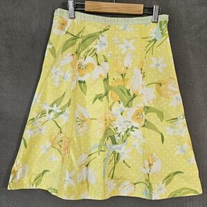 Elevenses Anthropologie Flared Sz 4 Yellow Multicolor Floral Mini Pleated Skirt